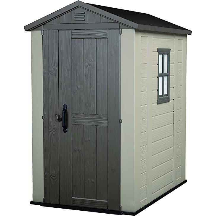 Keter 4×6 Factor Heavy Duty Plastic Garden Shed – Beige