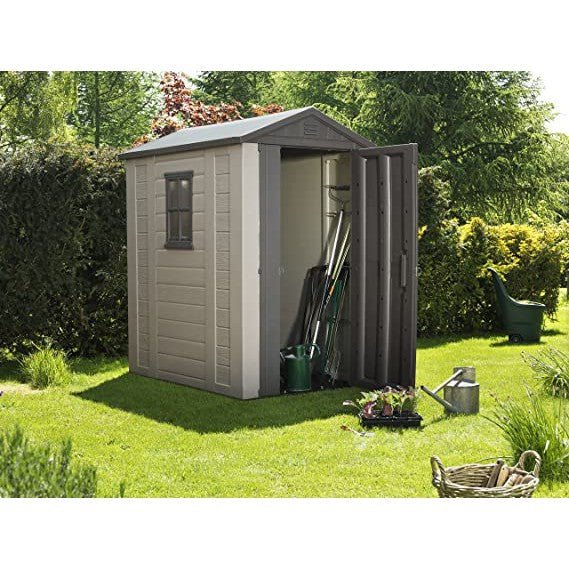 Keter 4×6 Factor Heavy Duty Plastic Garden Shed – Beige