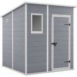 Keter 6 x 6 Manor Plastic Pent Garden Storage Shed – Grey