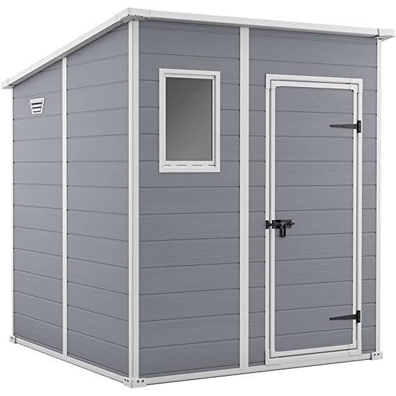 Keter 6 x 6 Manor Plastic Pent Garden Storage Shed – Grey